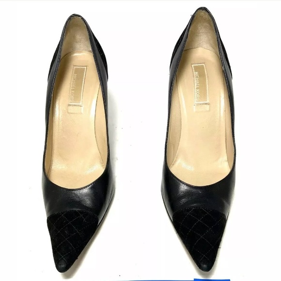 Michael Kors Black Pointed Quilted Cap Toe Pumps - Picture 3 of 8